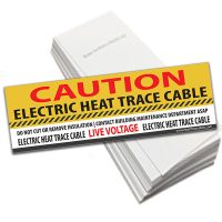 Pack of 25 yellow heat trace labels